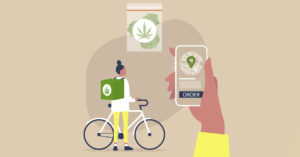an infographic that shows the cycle of online cannabis ordering and delivery services